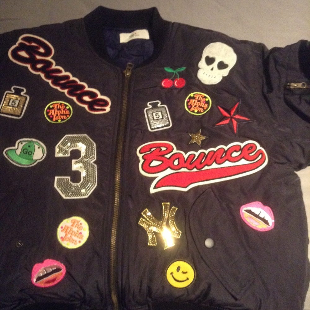 Re Plus Multi-Patch Oversized Bomber Jacket - image 1